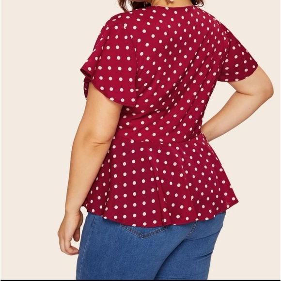 Plus Knot Front Polka Dot Blouse Size 2XL - Picture 4 of 11